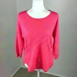 Dana Buchman Pink Quarter Sleeve Top Size L